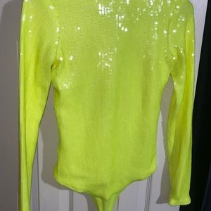 Neon yellow sparkly bodysuit